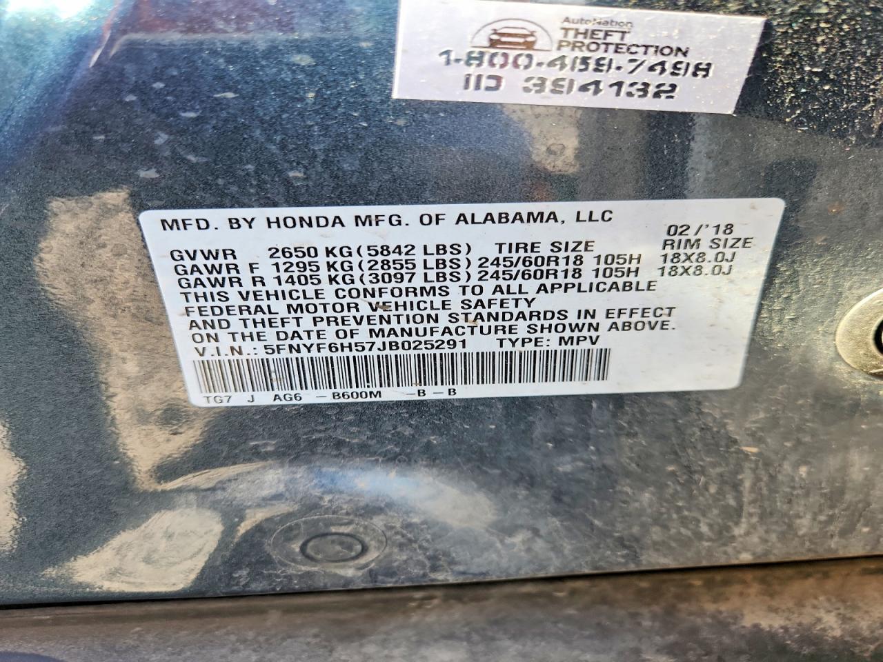 2018 HONDA PILOT