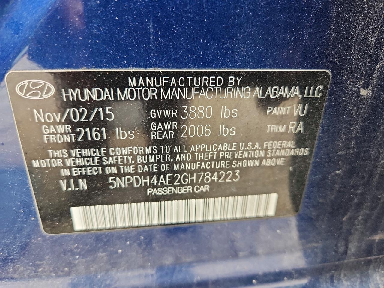 2016 HYUNDAI ELANTRA
