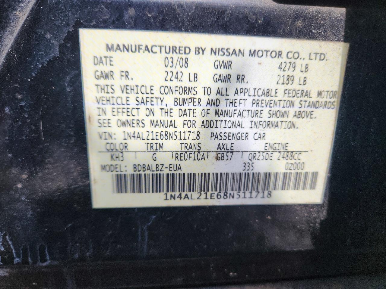 2008 NISSAN ALTIMA
