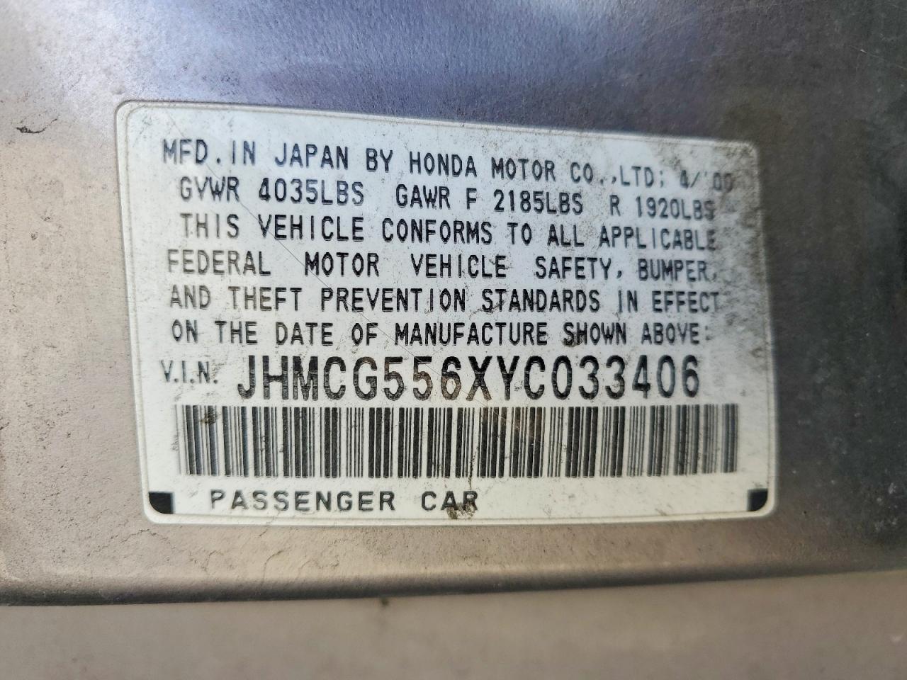 2000 HONDA ACCORD EX