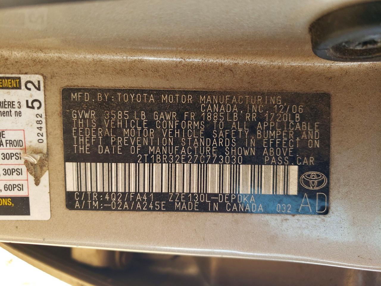 2007 TOYOTA COROLLA