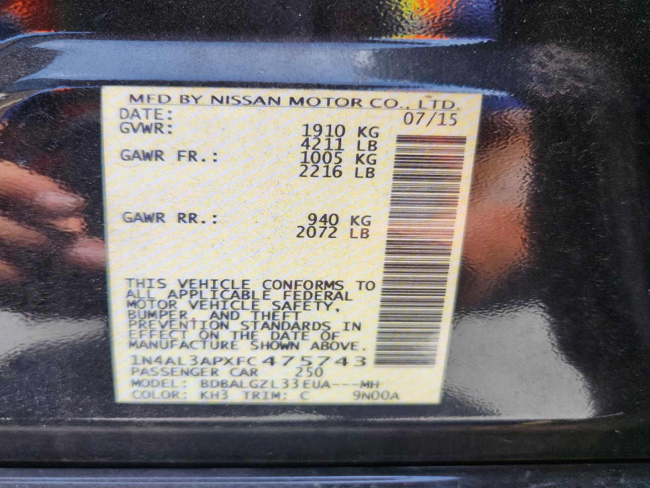2015 NISSAN ALTIMA