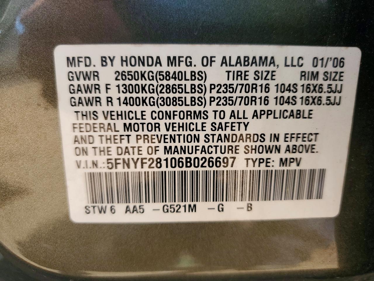 2006 HONDA PILOT