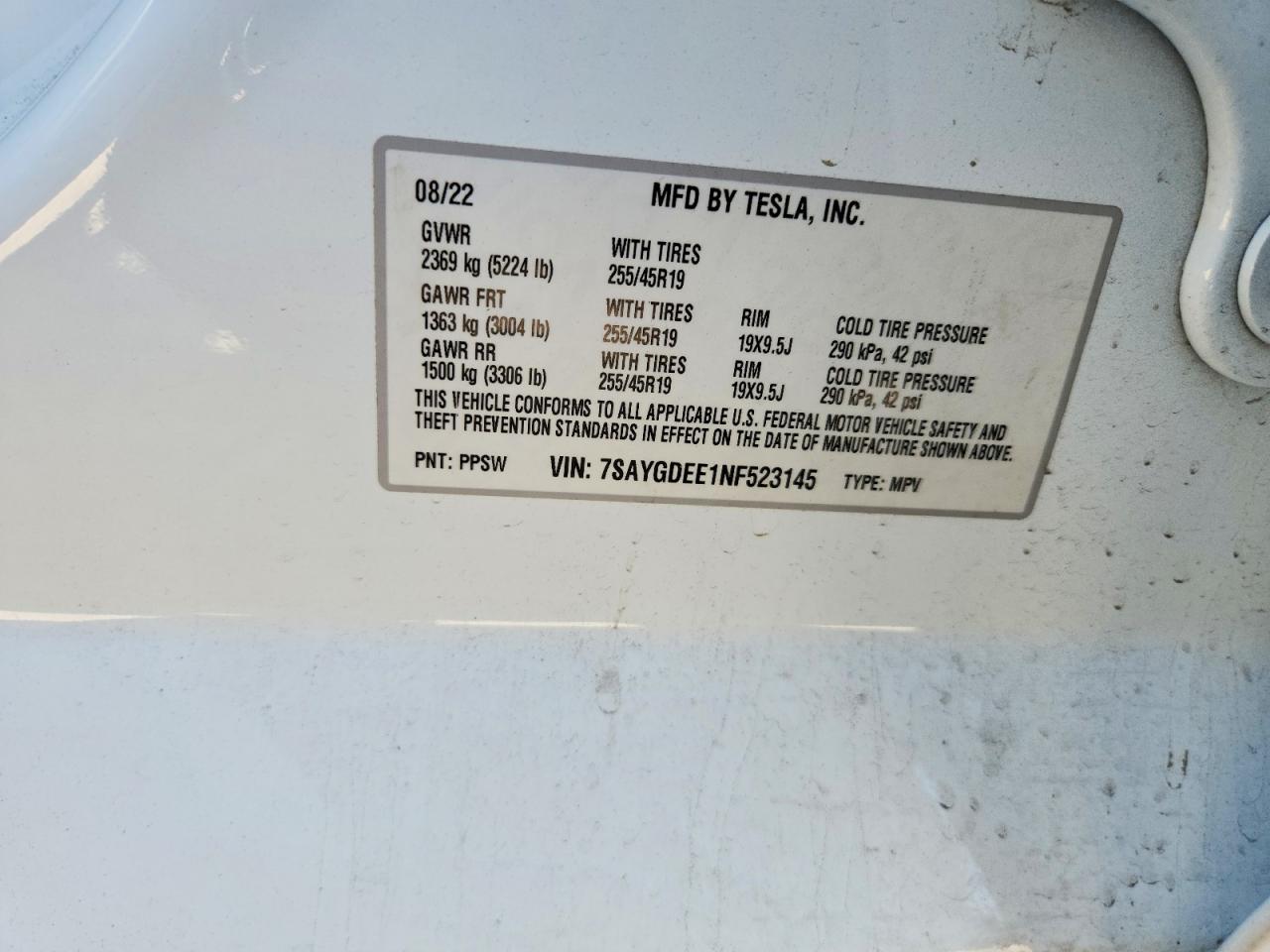 2022 TESLA MODEL Y