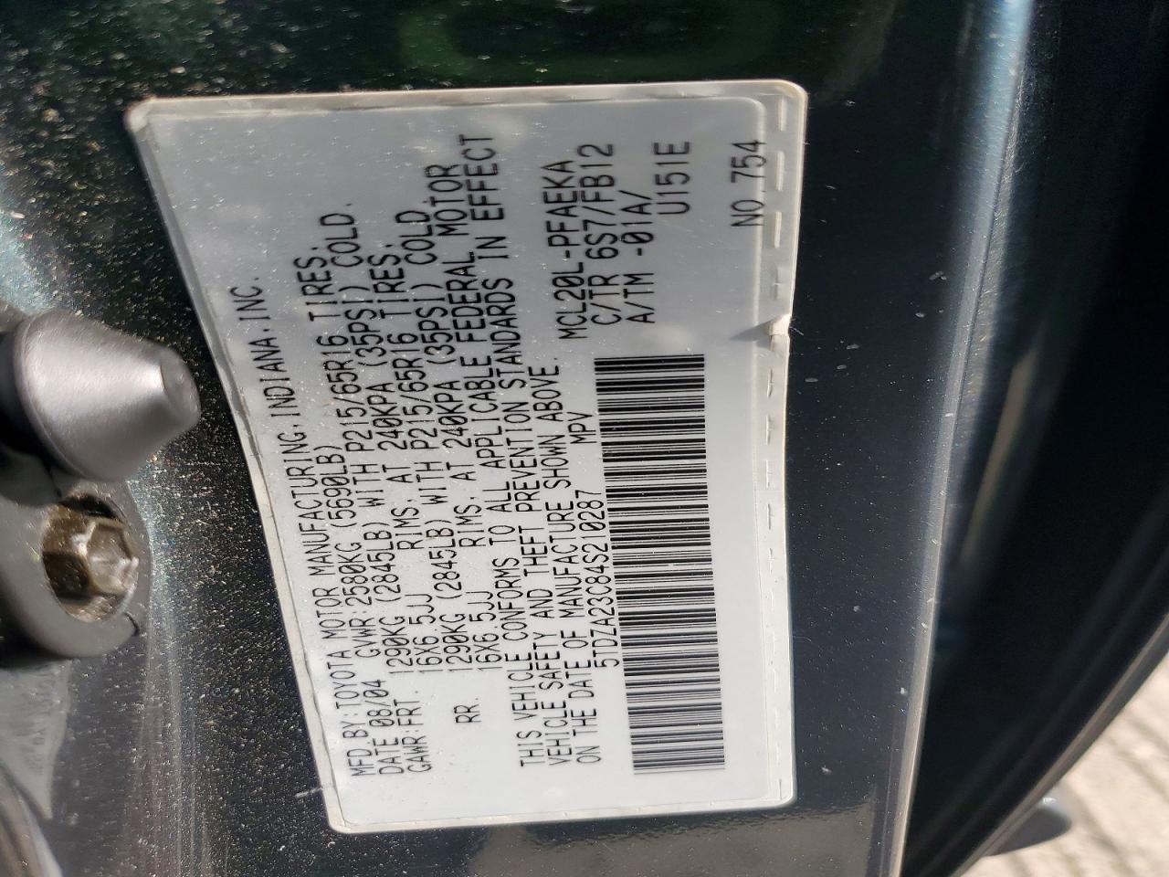 2004 TOYT SIENNA