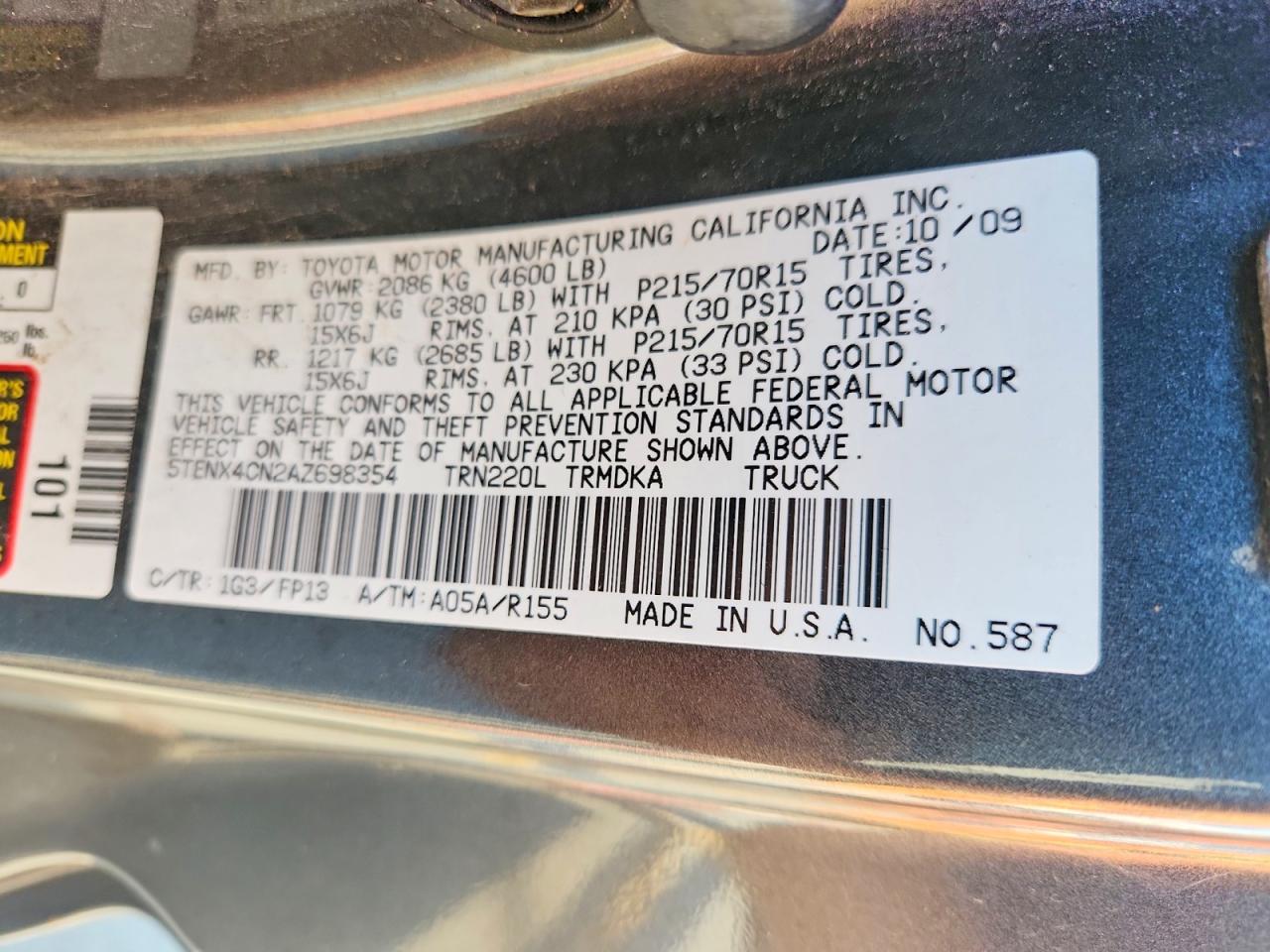 2010 TOYOTA TACOMA
