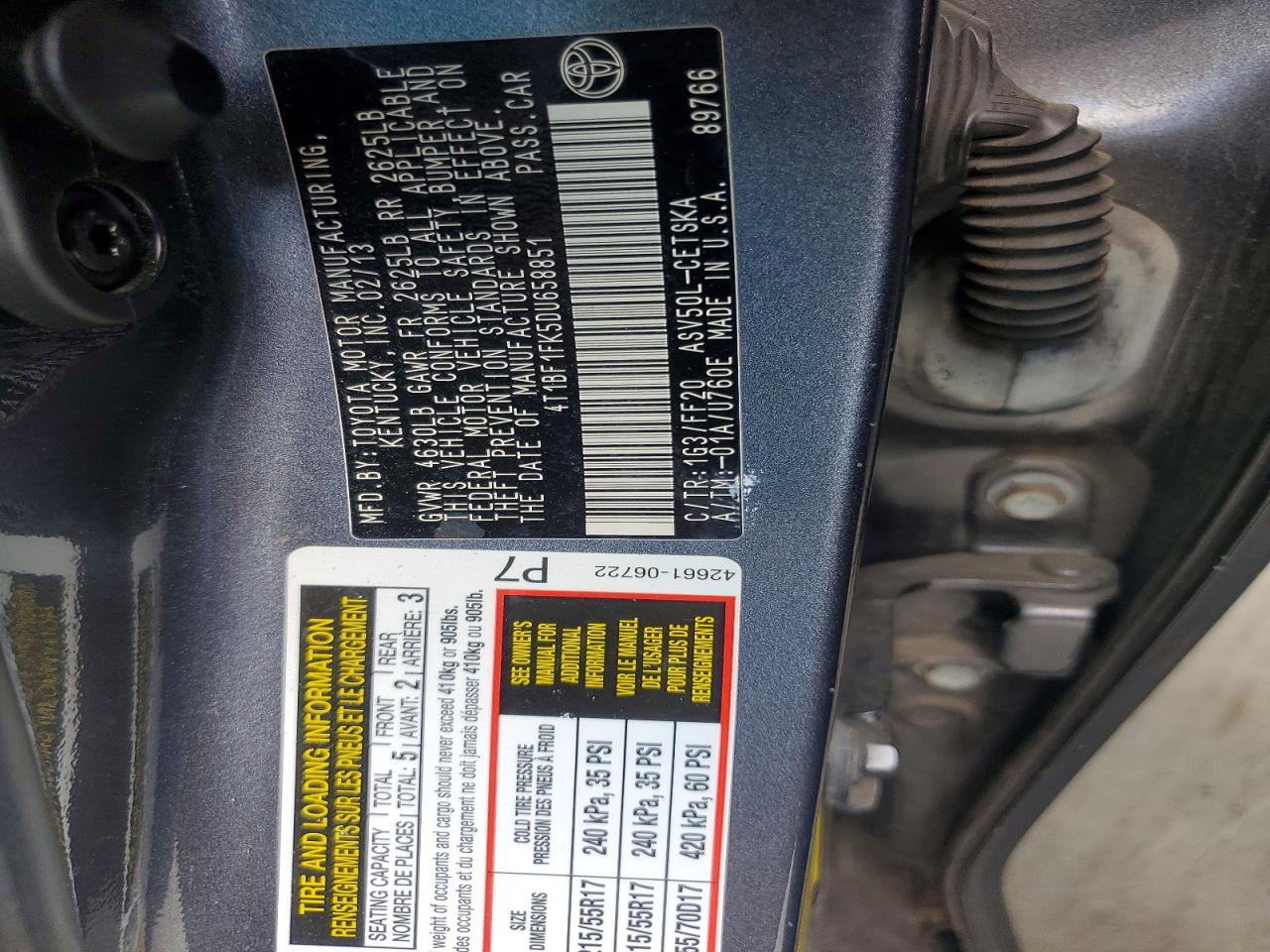 2013 TOYOTA CAMRY