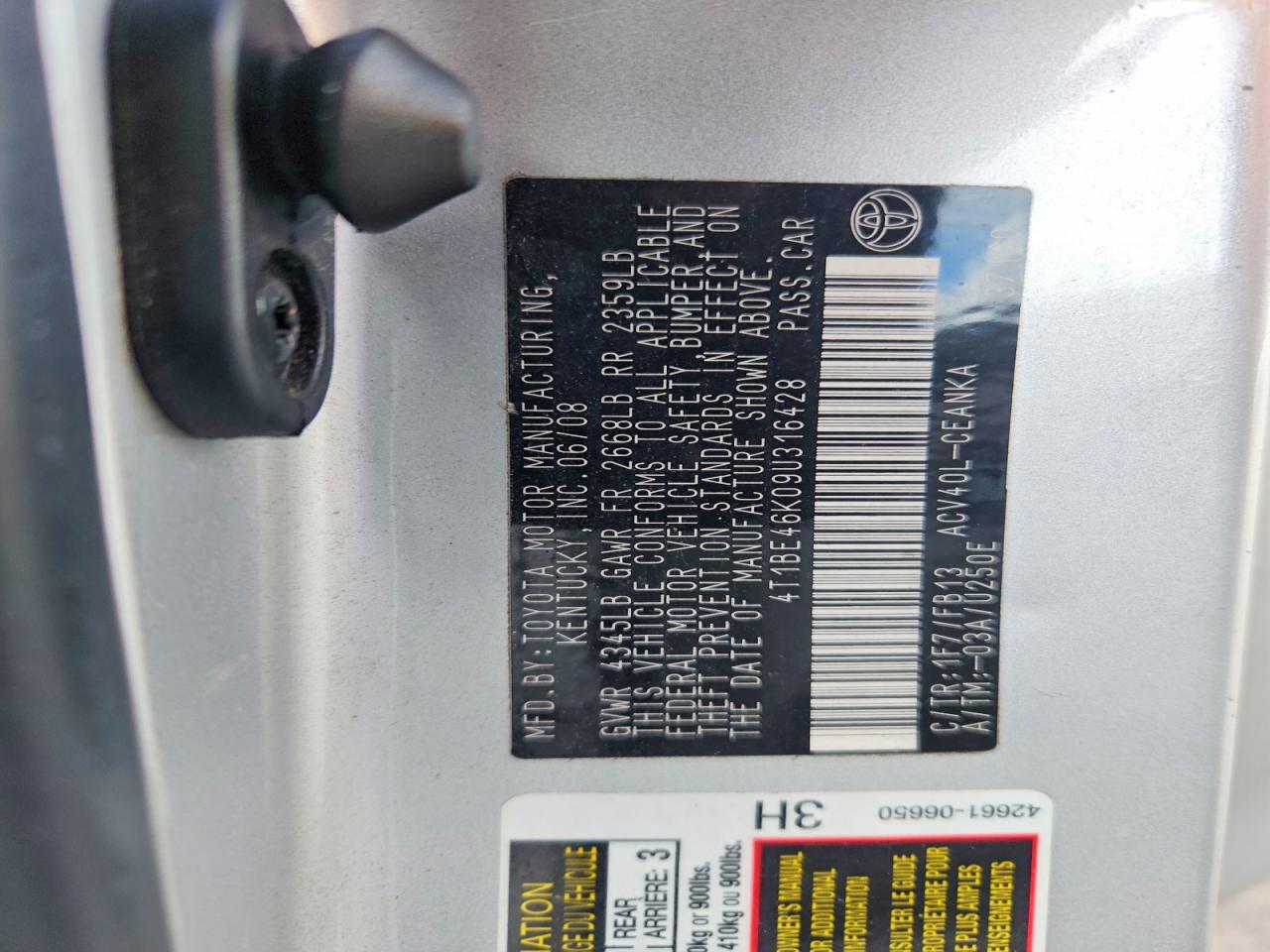 2009 TOYOTA CAMRY