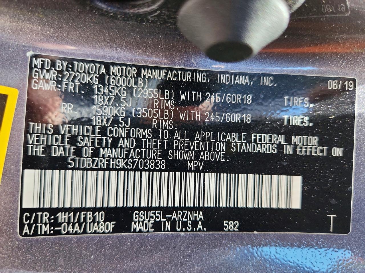 2019 TOYOTA HIGHLANDER