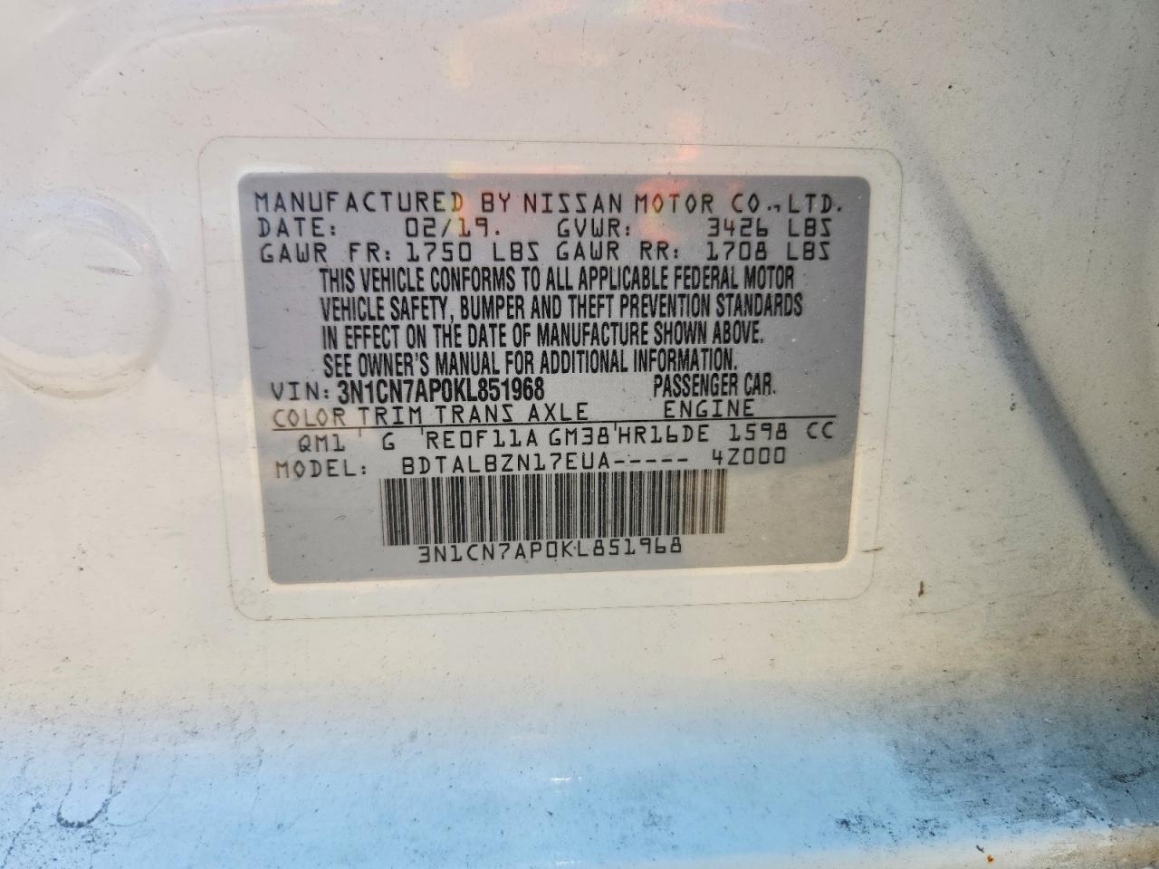 2019 NISSAN VERSA