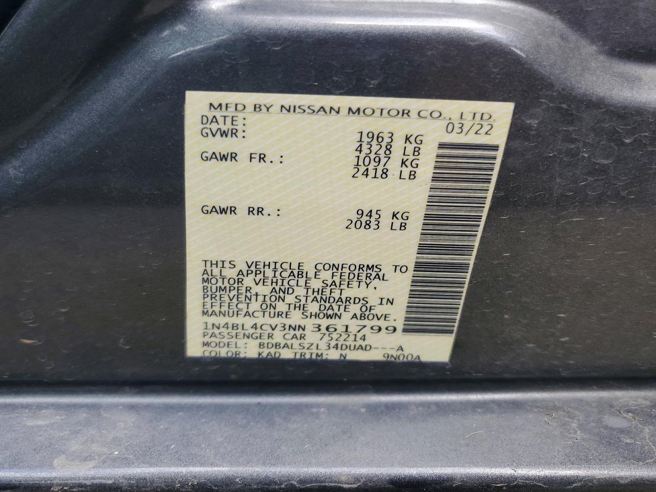 2022 NISSAN ALTIMA