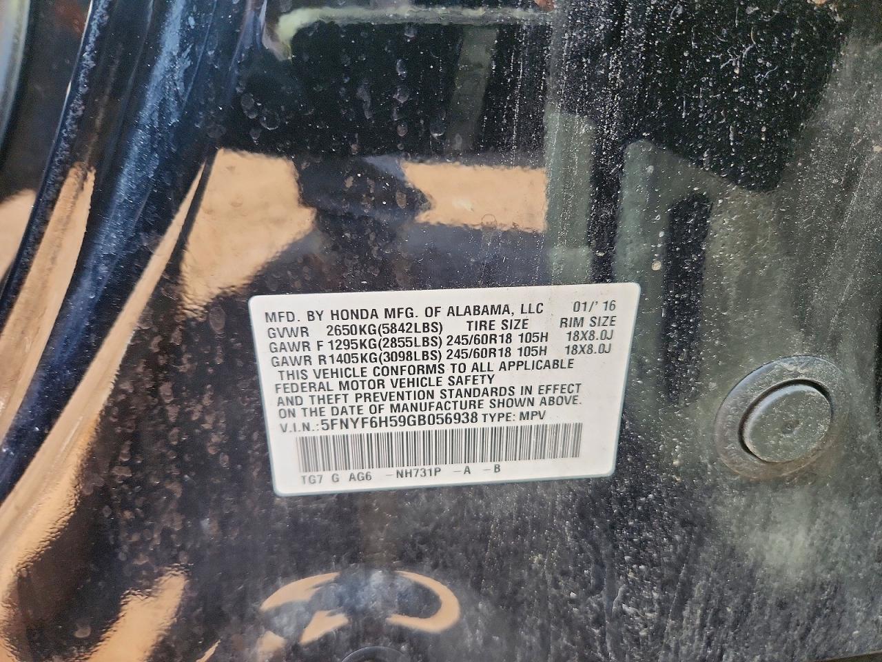2016 HONDA PILOT