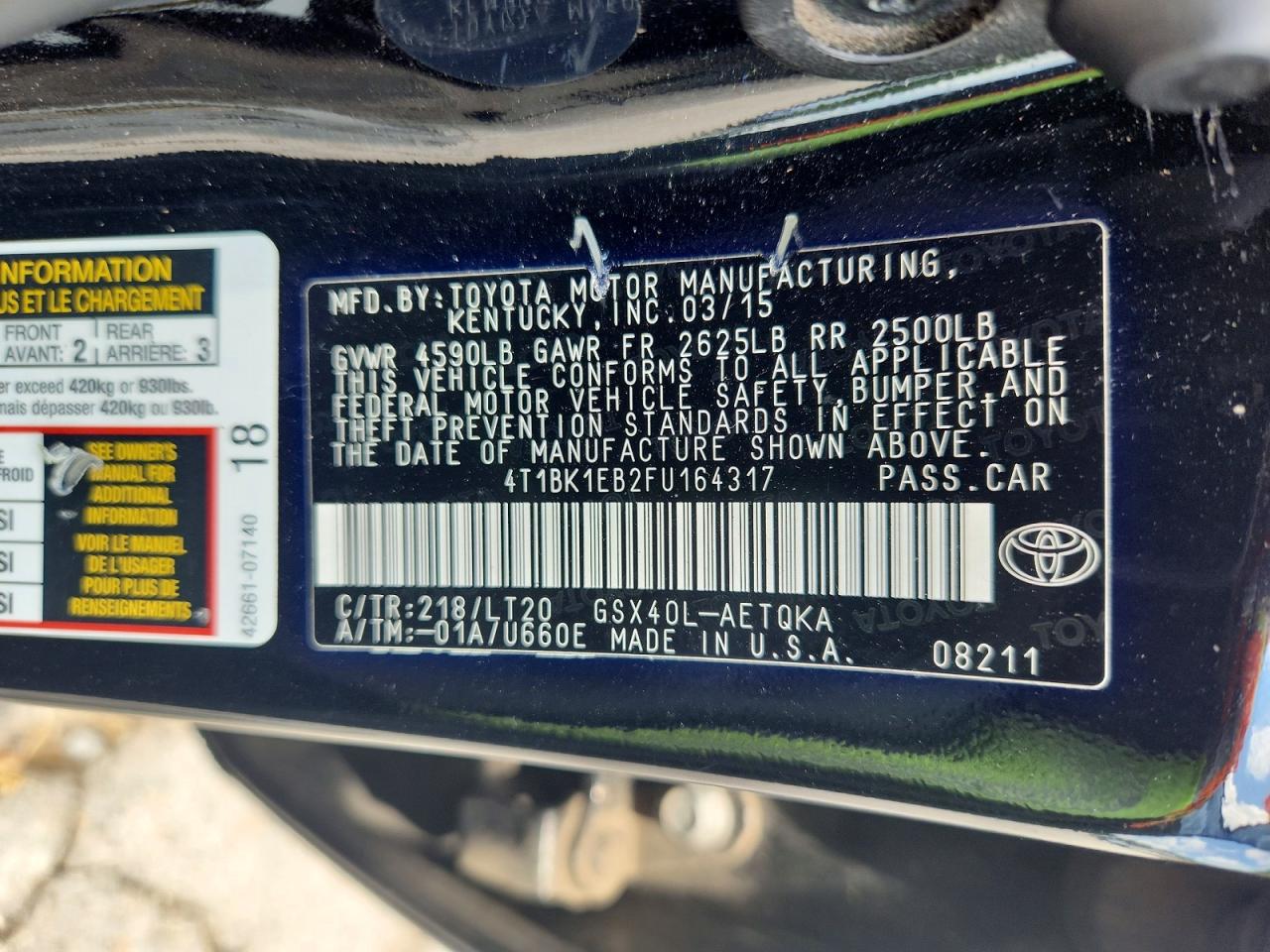 2015 TOYOTA AVALON