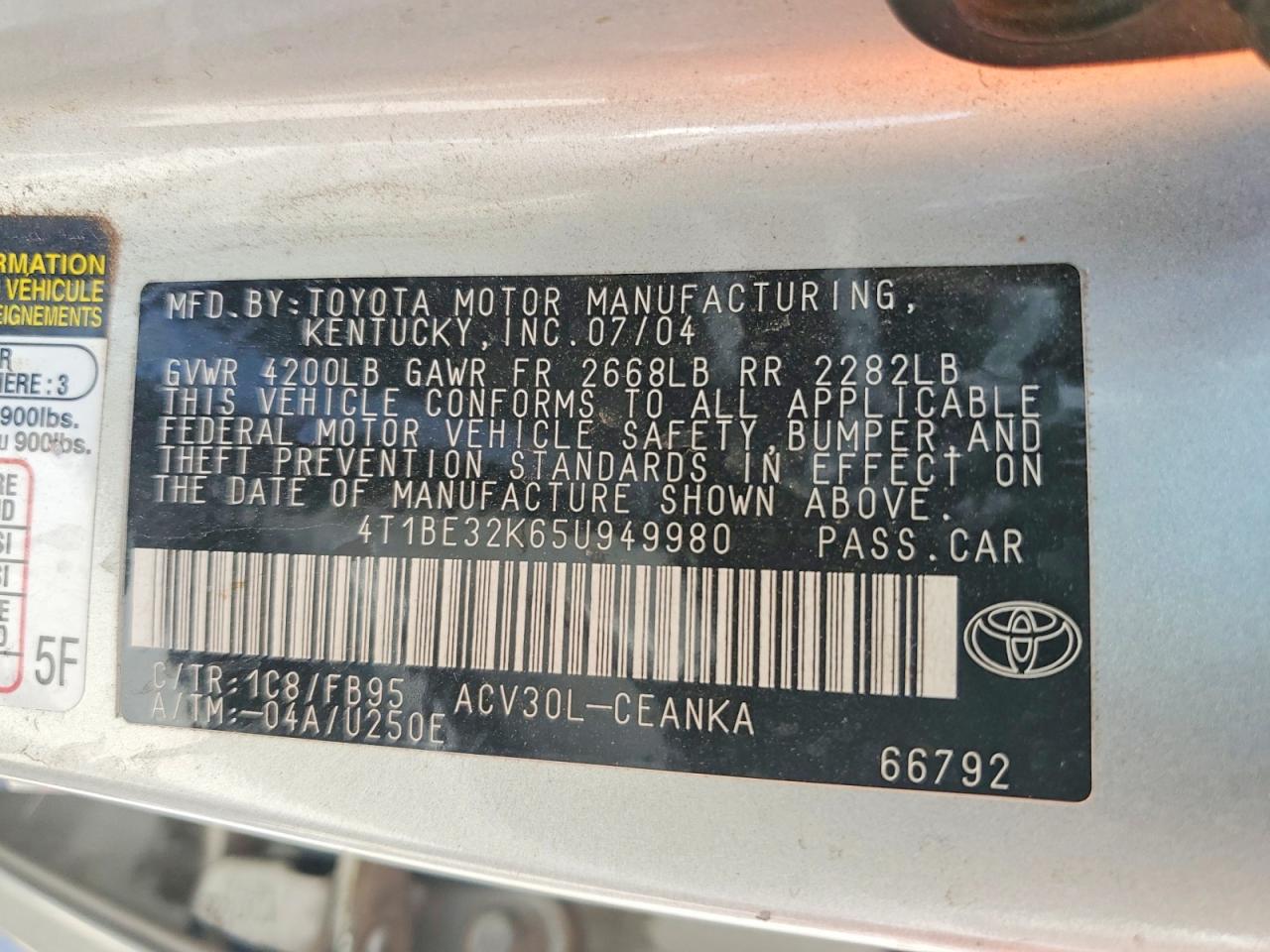 2005 TOYOTA CAMRY