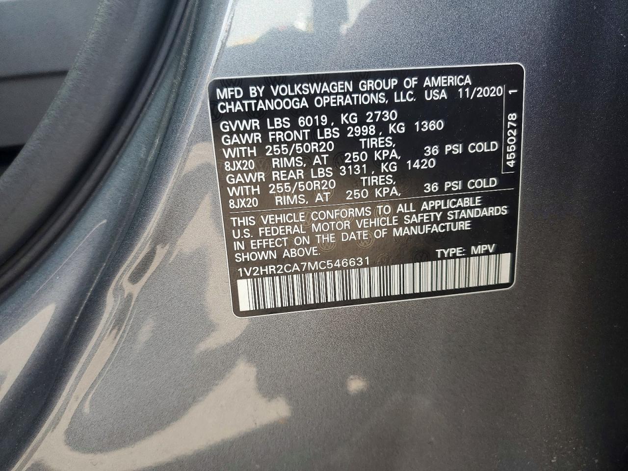 2021 VOLKSWAGEN ATLAS