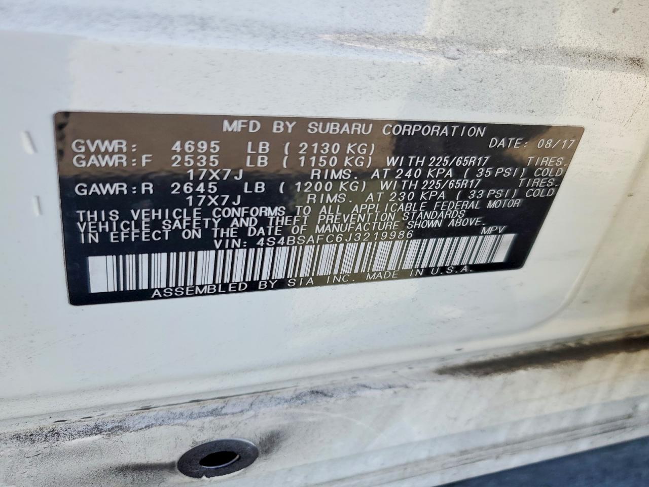2018 SUBARU OUTBACK