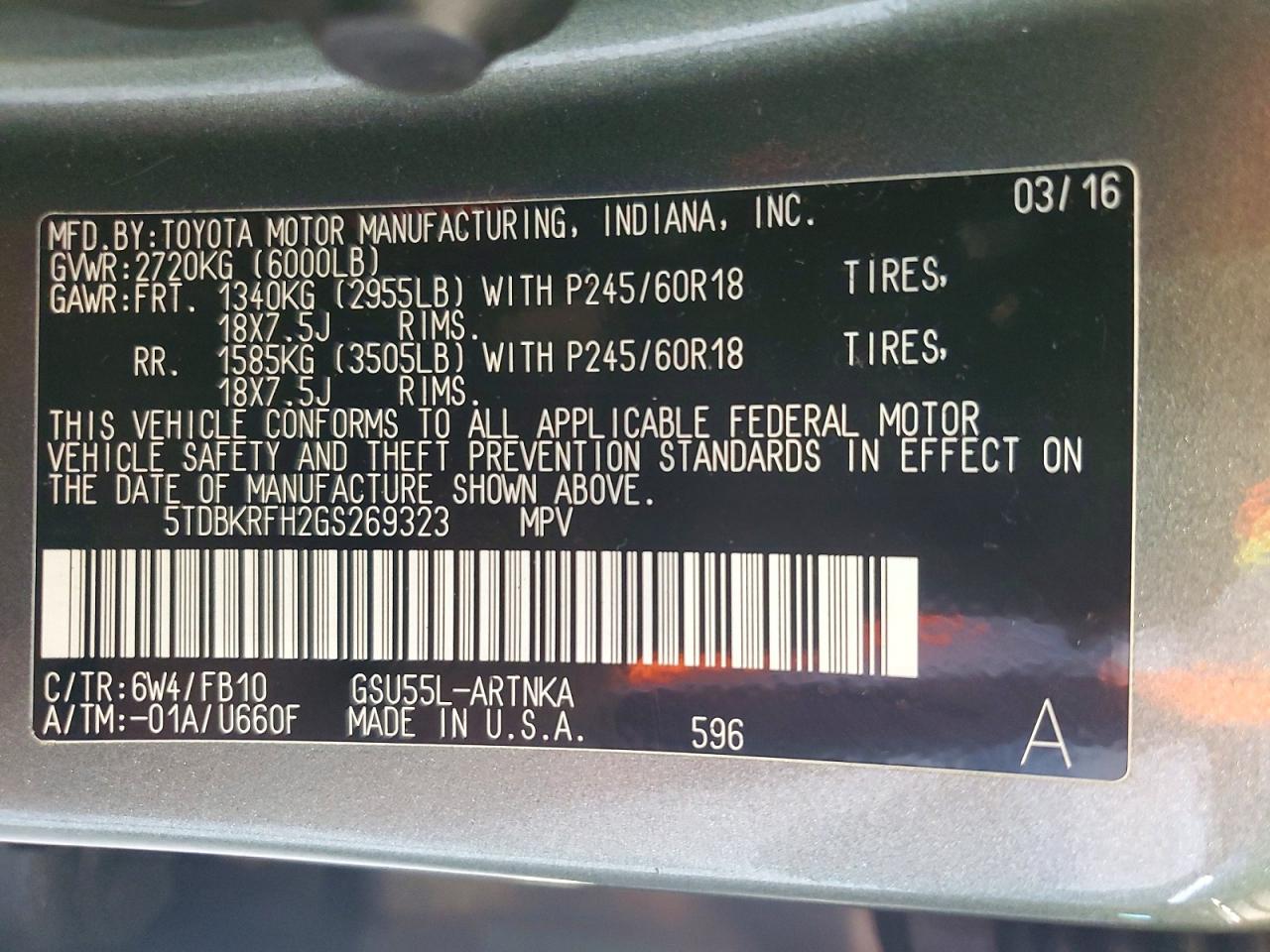 2016 TOYOTA HIGHLANDER