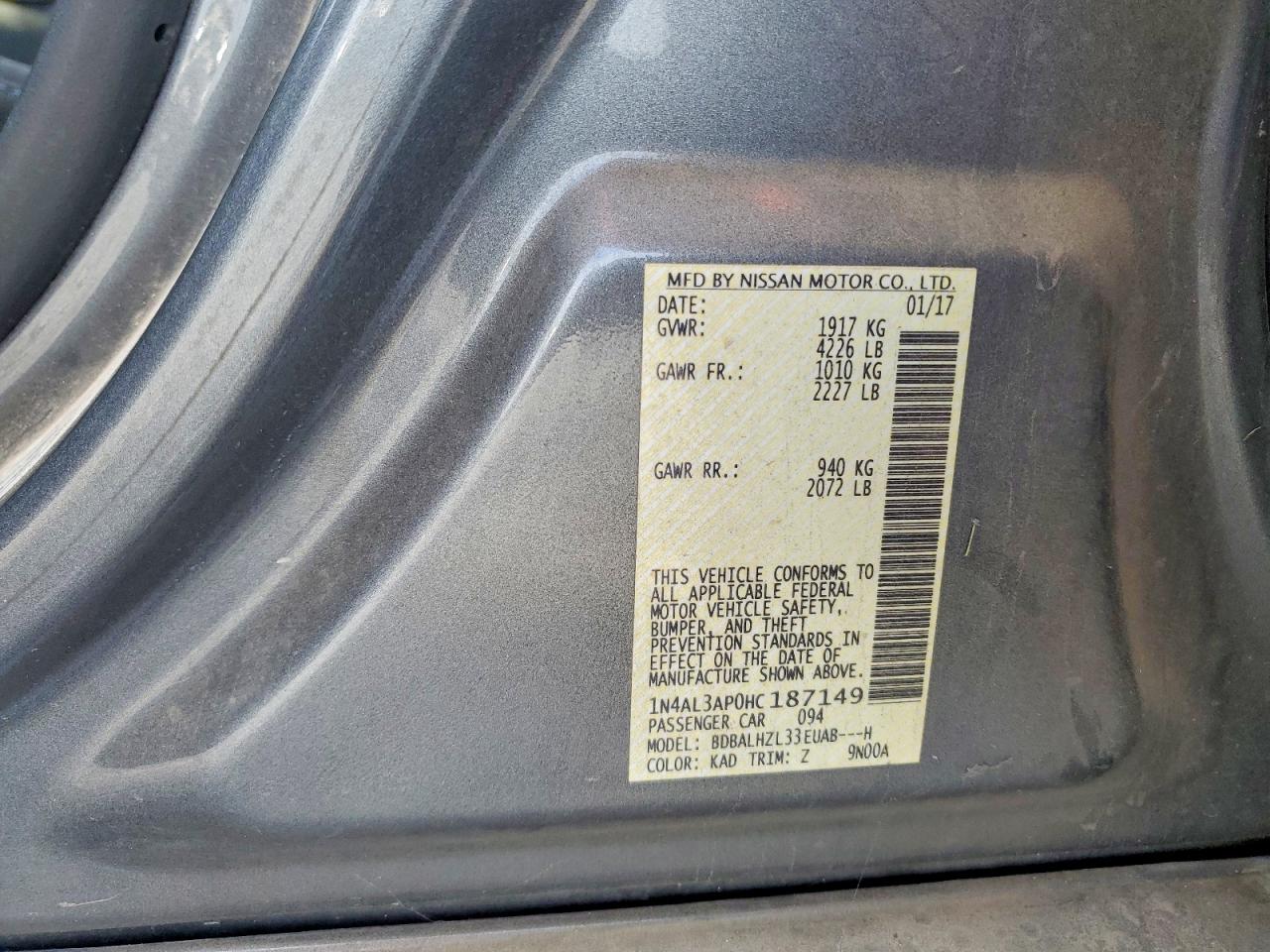 2017 NISSAN ALTIMA