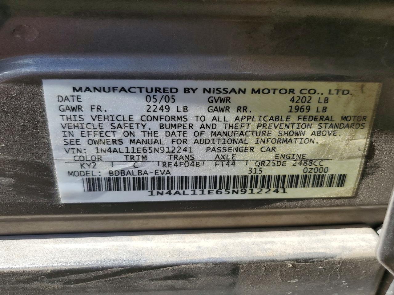 2005 NISSAN ALTIMA