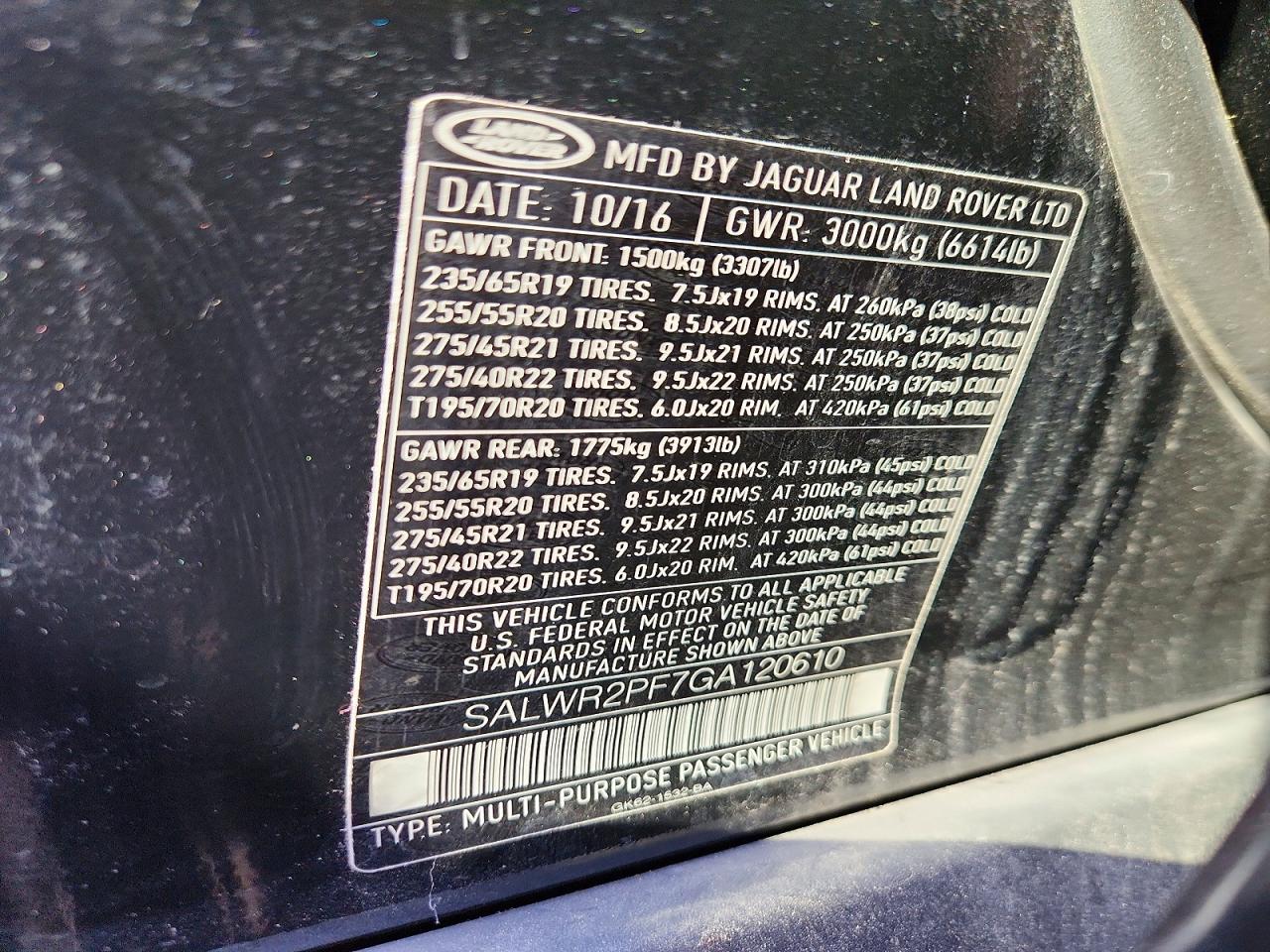 2016 LAND ROVER RANGEROVER