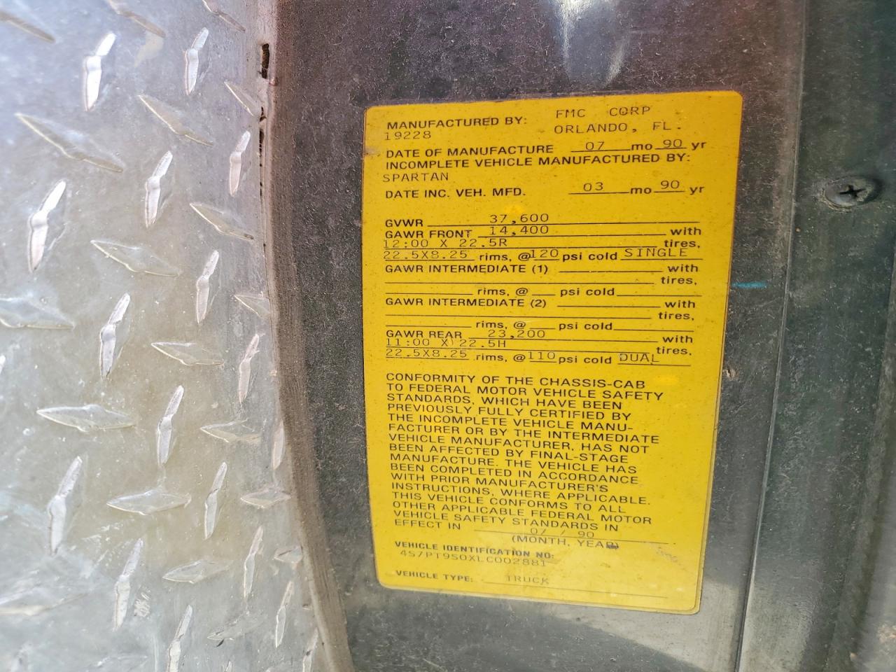 1990 SPARTAN MOTORS ALL OTHER