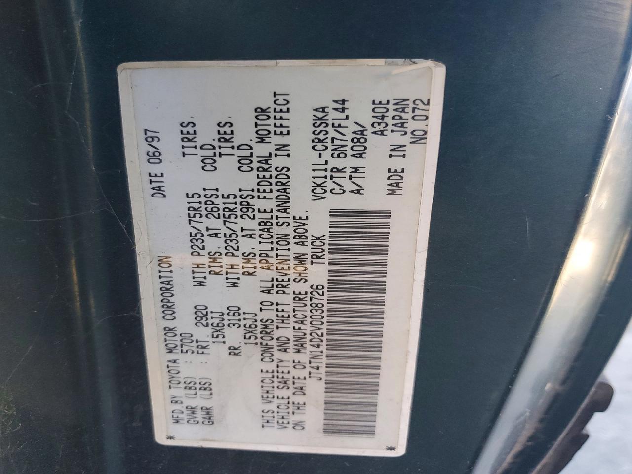 1997 TOYOTA T100
