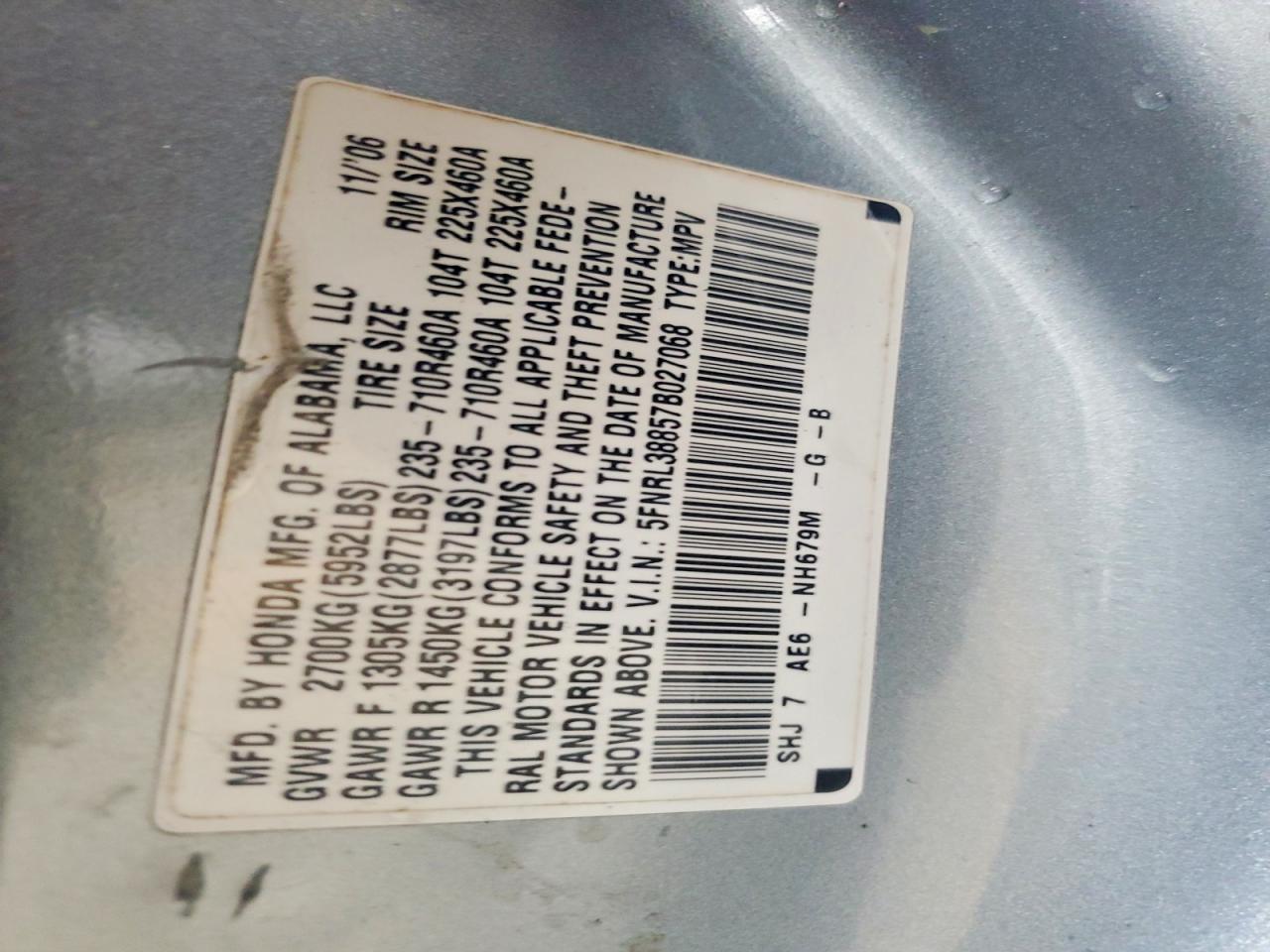 2007 HONDA ODYSSEY