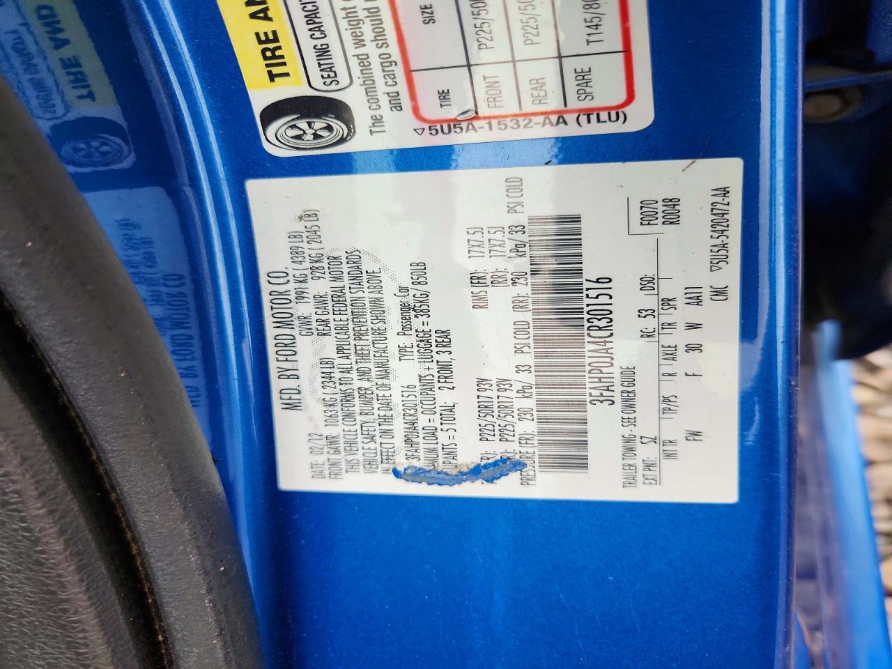 2012 FORD FUSION