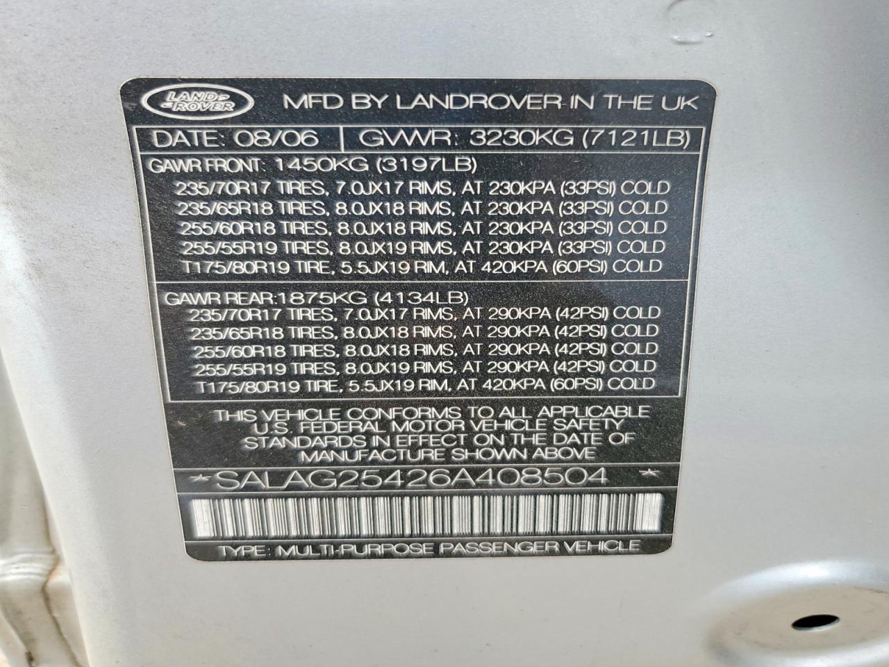 2006 LAND ROVER LR3