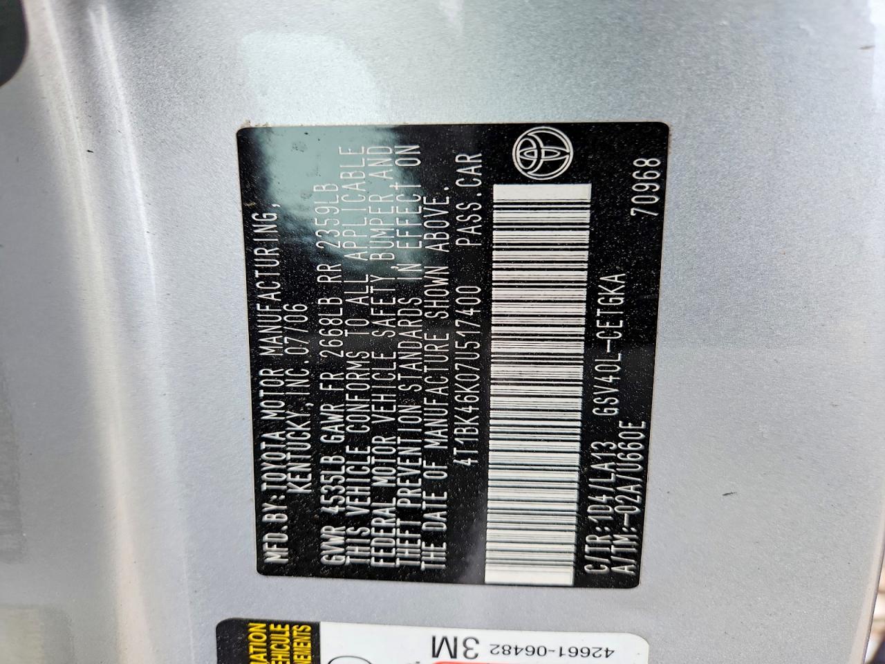 2007 TOYOTA CAMRY