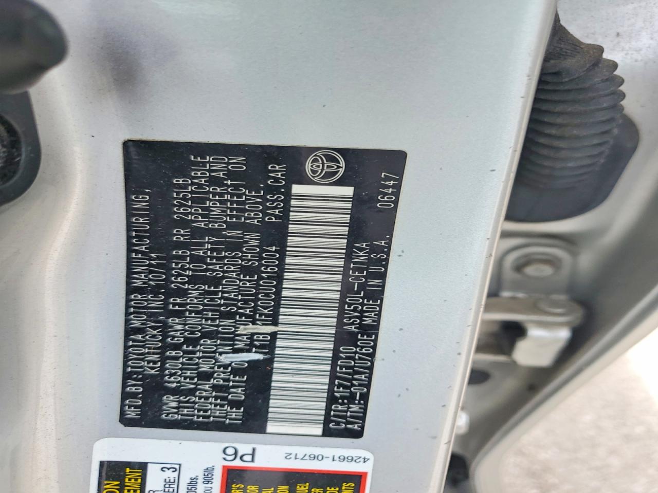 2012 TOYOTA CAMRY