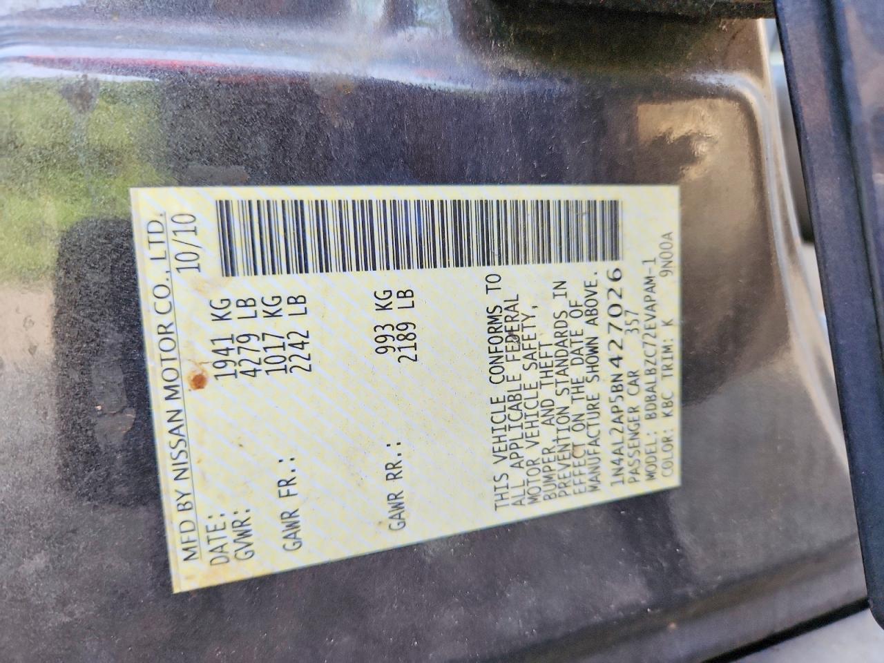 2011 NISSAN ALTIMA