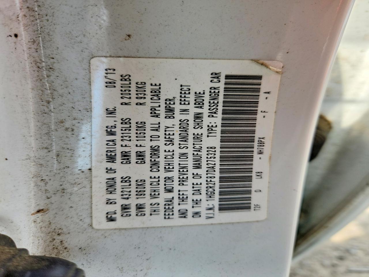 2013 HONDA ACCORD