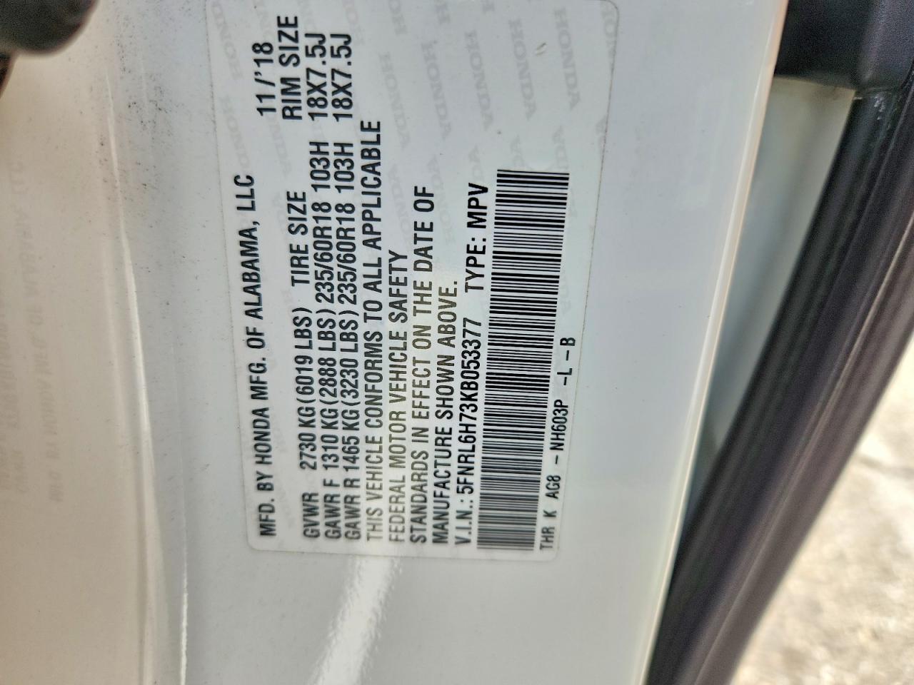 2019 HONDA ODYSSEY