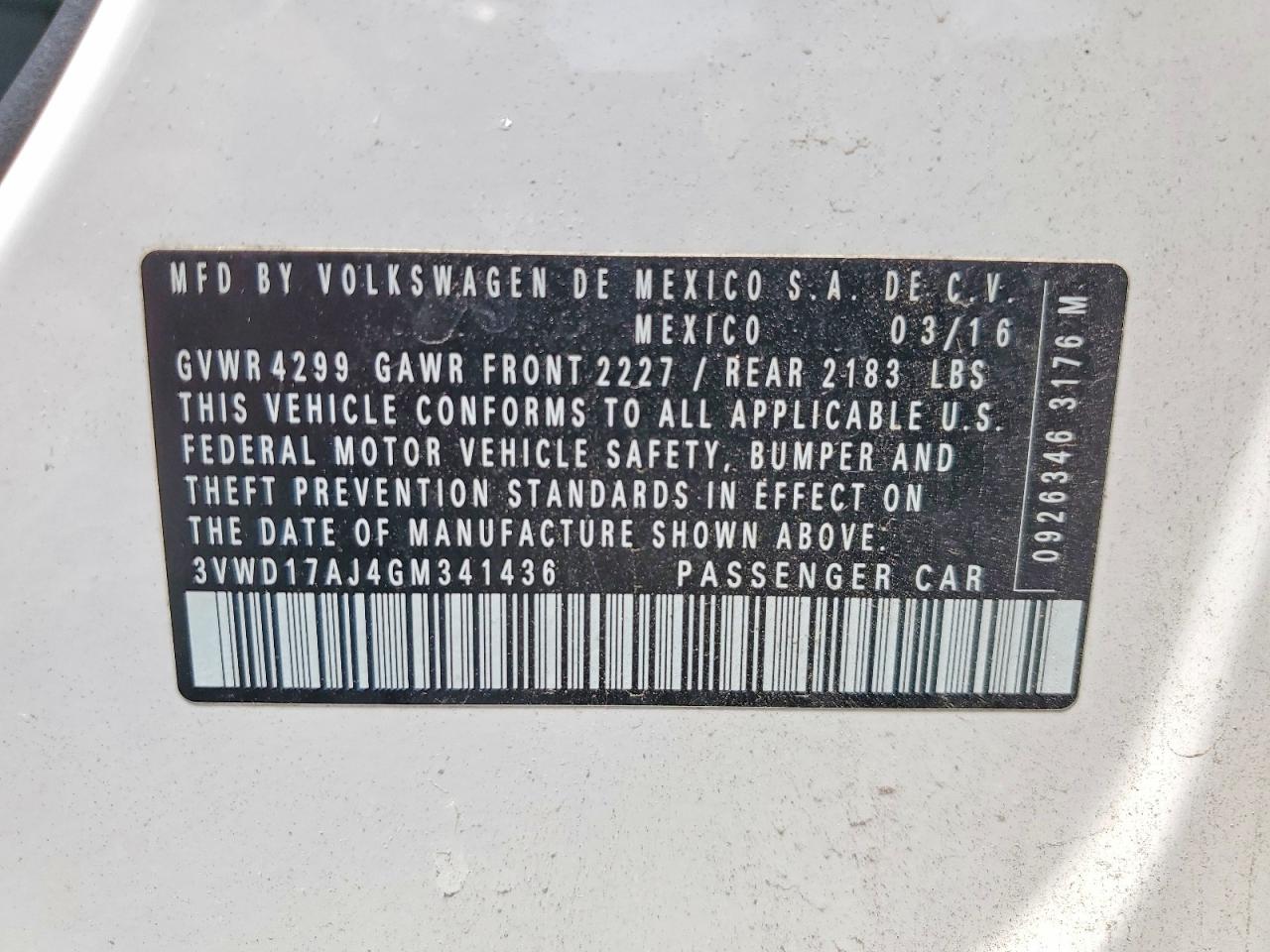 2016 VOLKSWAGEN JETTA