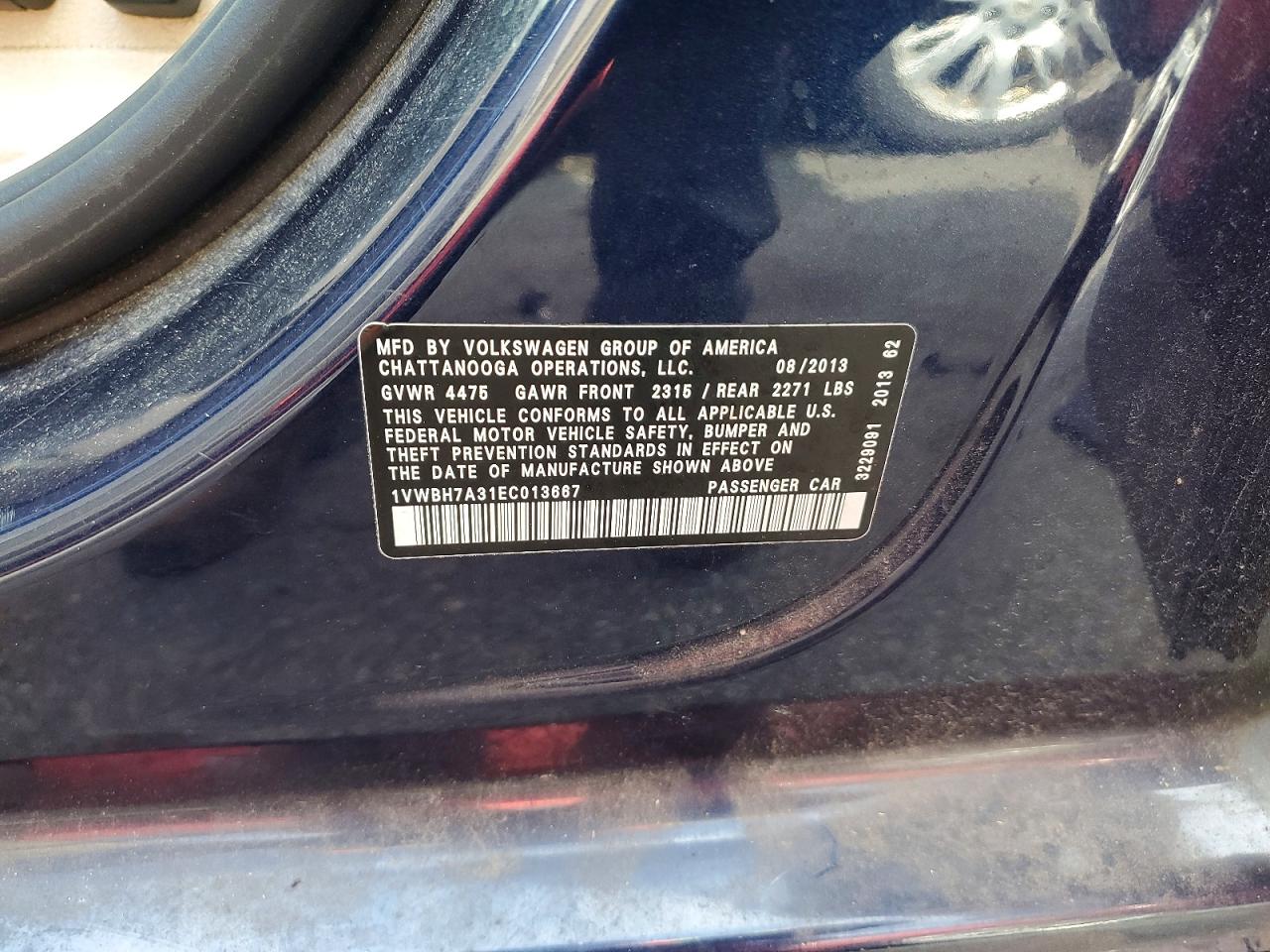 2014 VOLKSWAGEN PASSAT