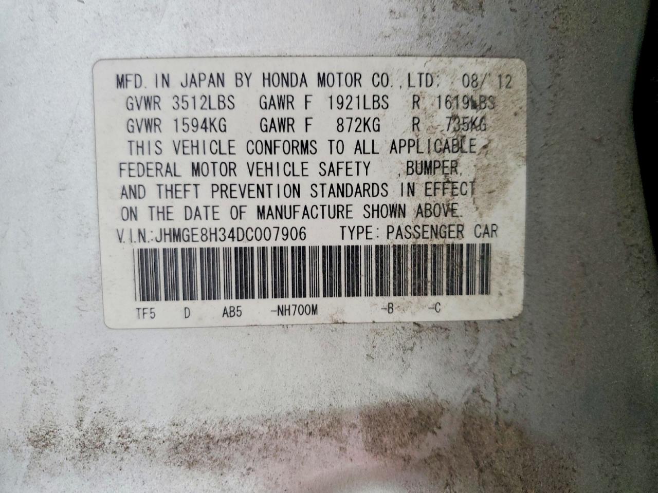 2013 HONDA FIT