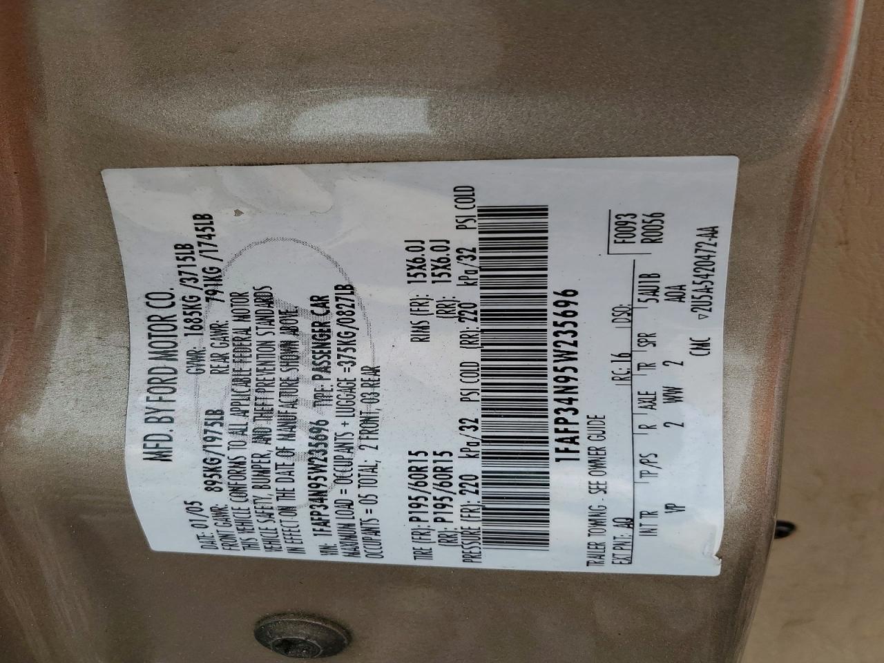 2005 FORD FOCUS