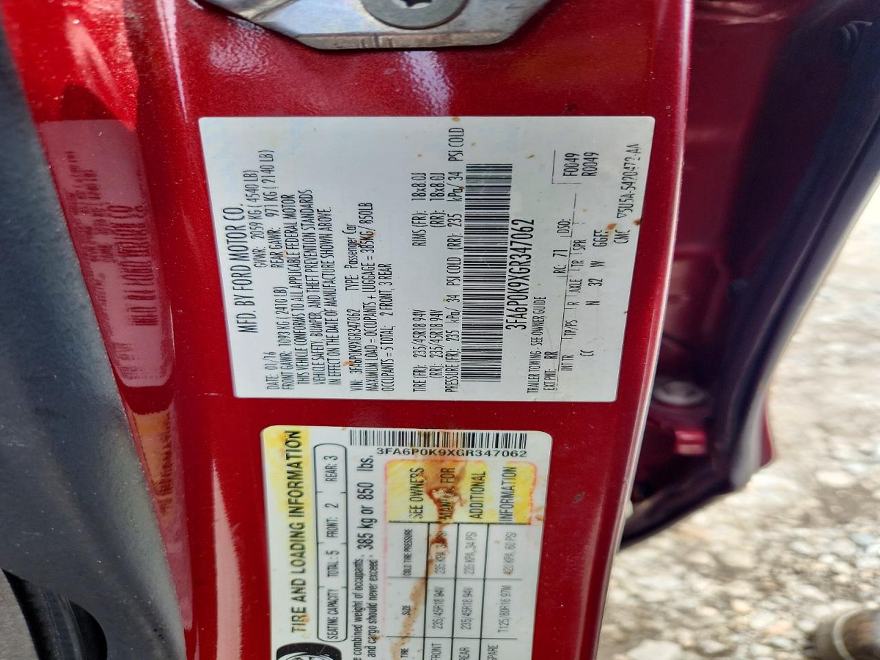 2016 FORD FUSION