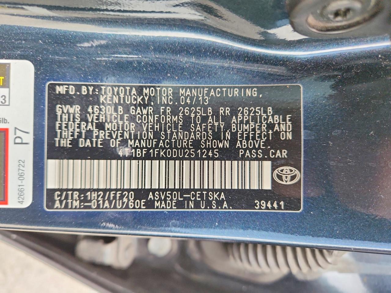 2013 TOYOTA CAMRY