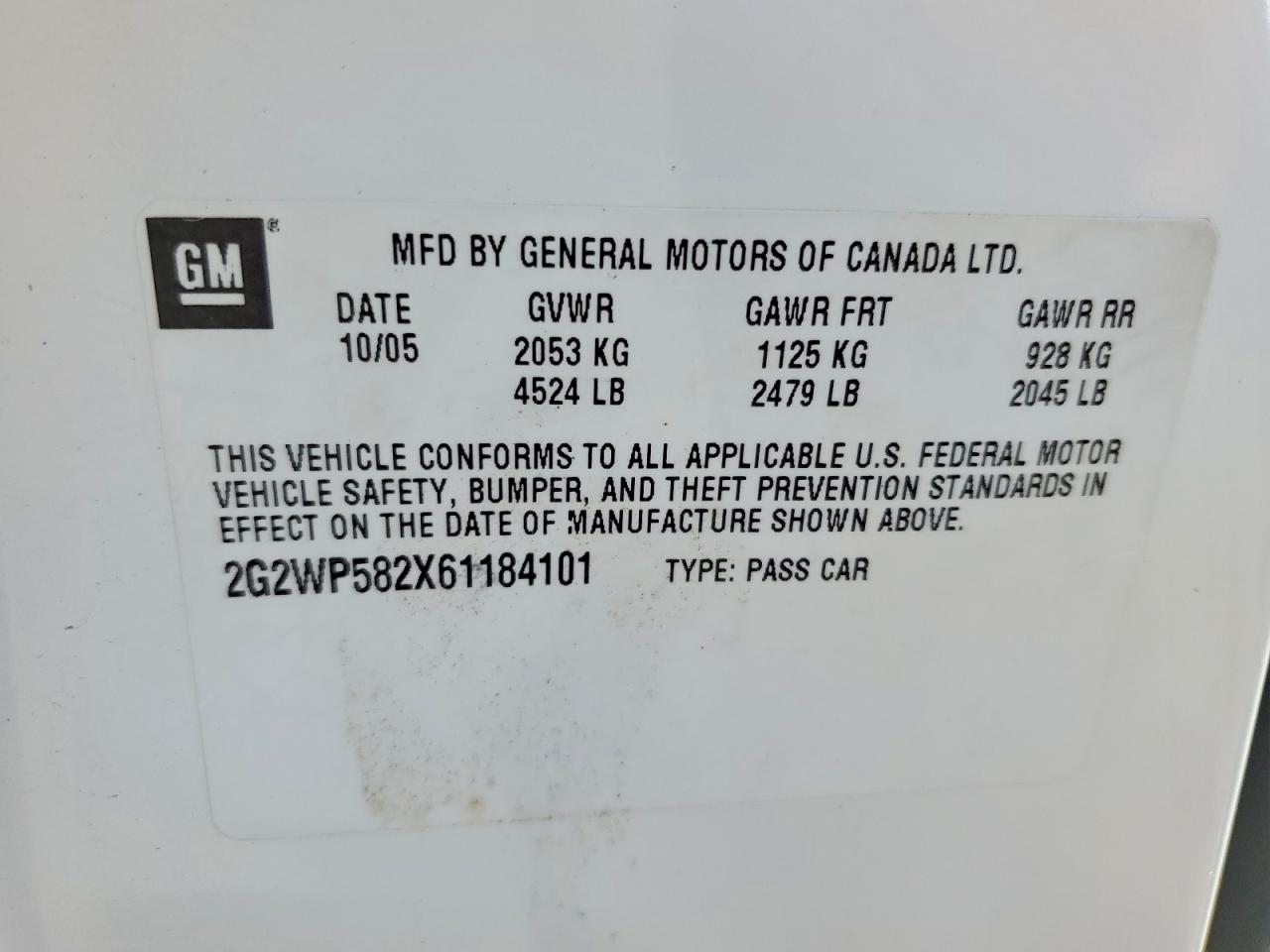 2006 PONTIAC GRANDPRIX