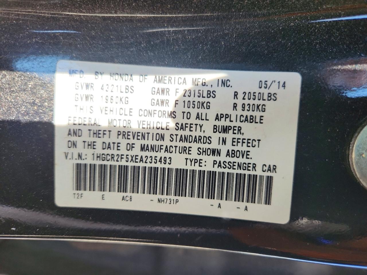2014 HONDA ACCORD