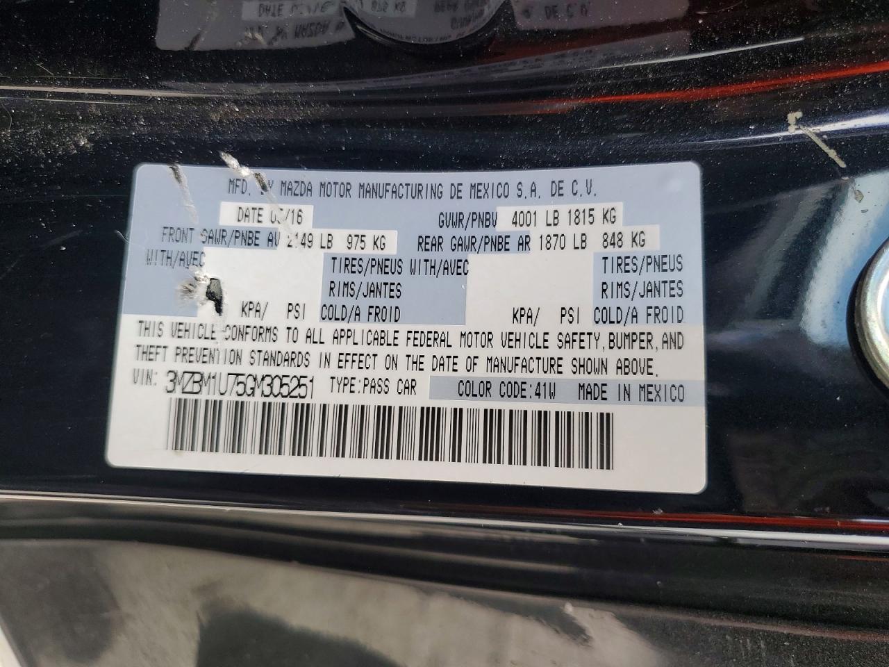 2016 MAZDA 3