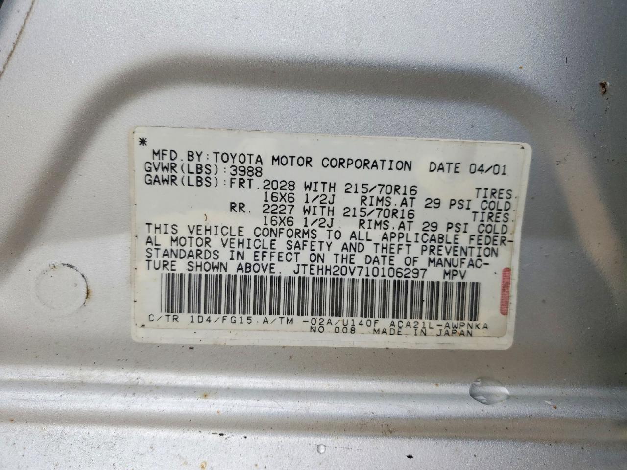 2001 TOYOTA RAV4