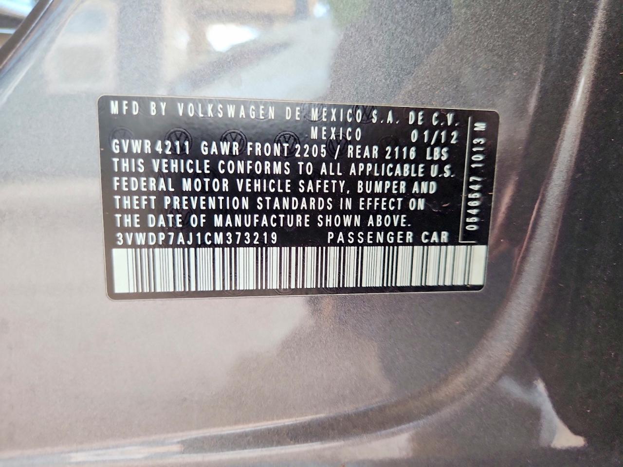 2012 VOLKSWAGEN JETTA