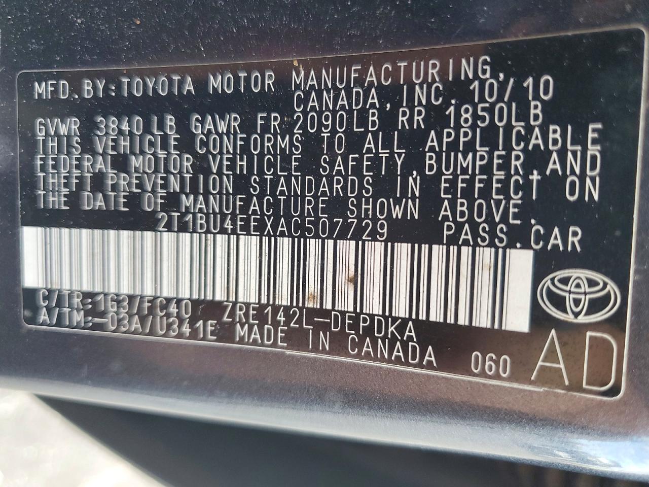 2010 TOYOTA COROLLA