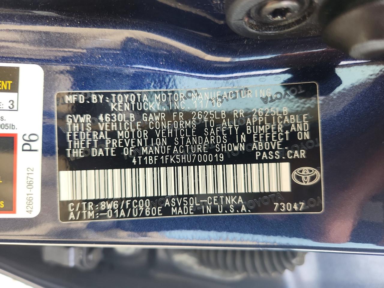 2017 TOYOTA CAMRY