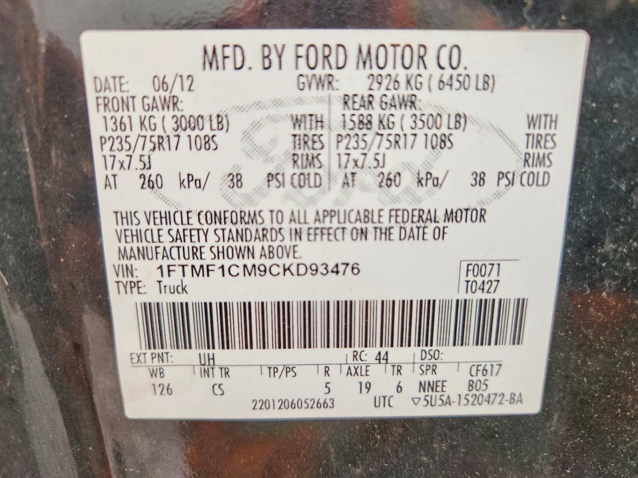 2012 FORD F150