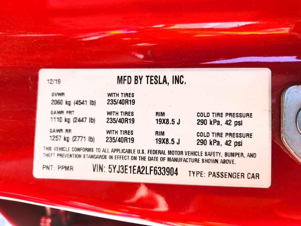 2020 TESLA MODEL 3