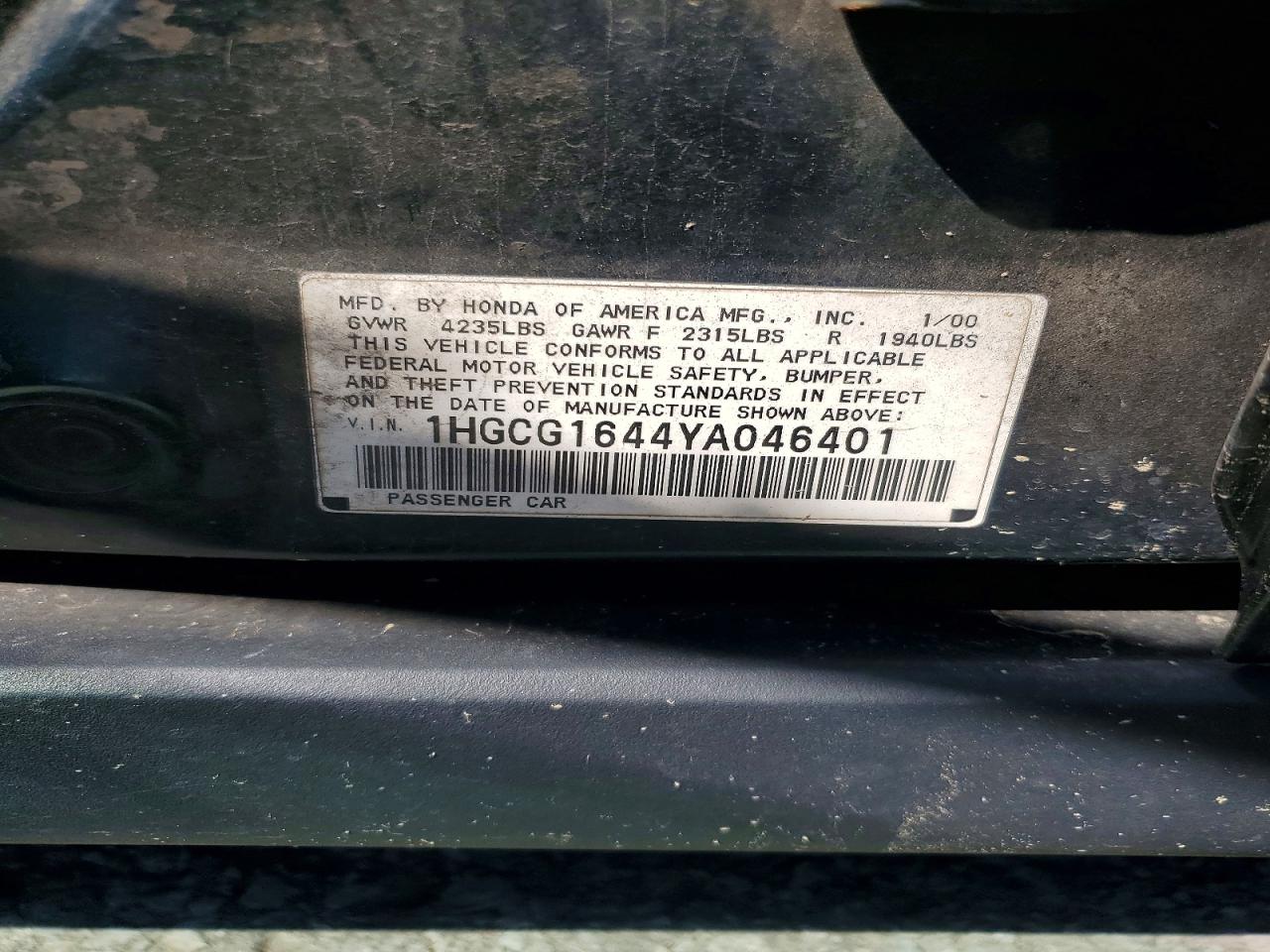 2000 HONDA ACCORD LX